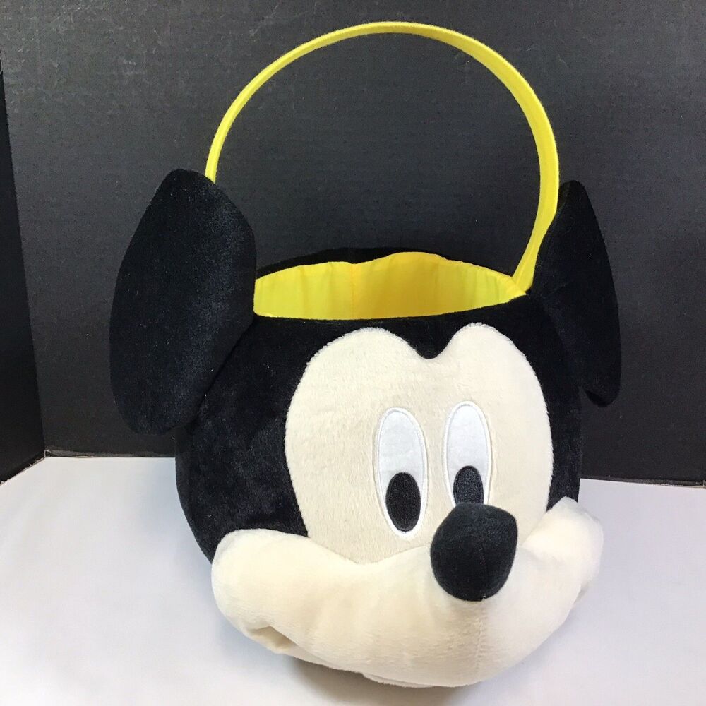 Disney Mickey Mouse Soft Felt Basket Trick or Treat Bag Candy Halloween Large